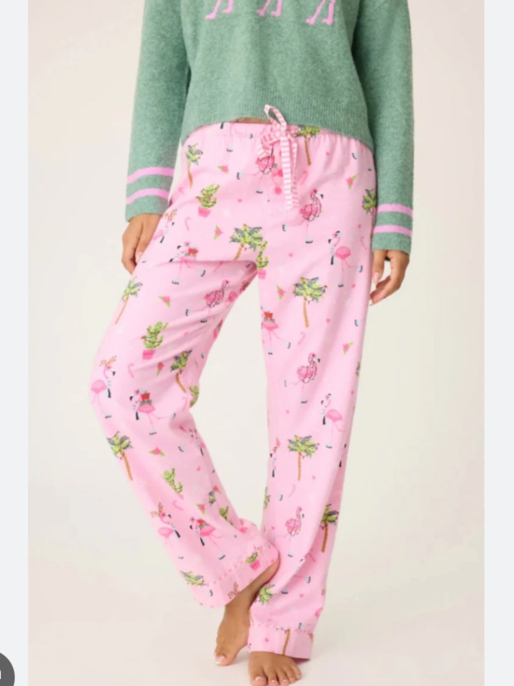 NWOT P.J. Salvage Flannel Pajamas Pink Flamingo & Palm Tree Pajama Set medium - Picture 2 of 9